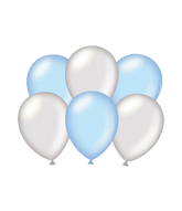 Ballonnen Zilver/Blauw Metallic 6st